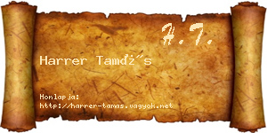 Harrer Tamás névjegykártya